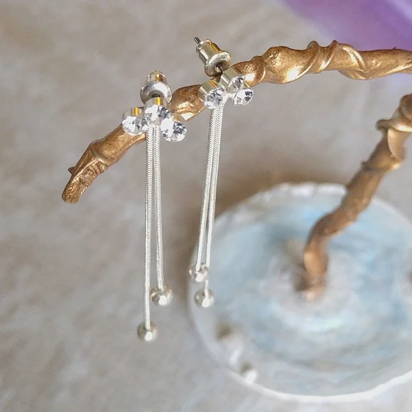 Silver Sparkly and Dangly Earrings - Picture 1 of 2